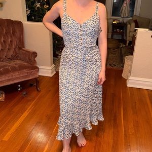 Lulus blue floral midi dress size S